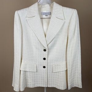 Tahari White Textured Tailored Blazer - Women's Jacket